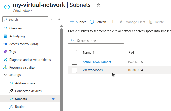 Diagram showing VM subnet IP address range.