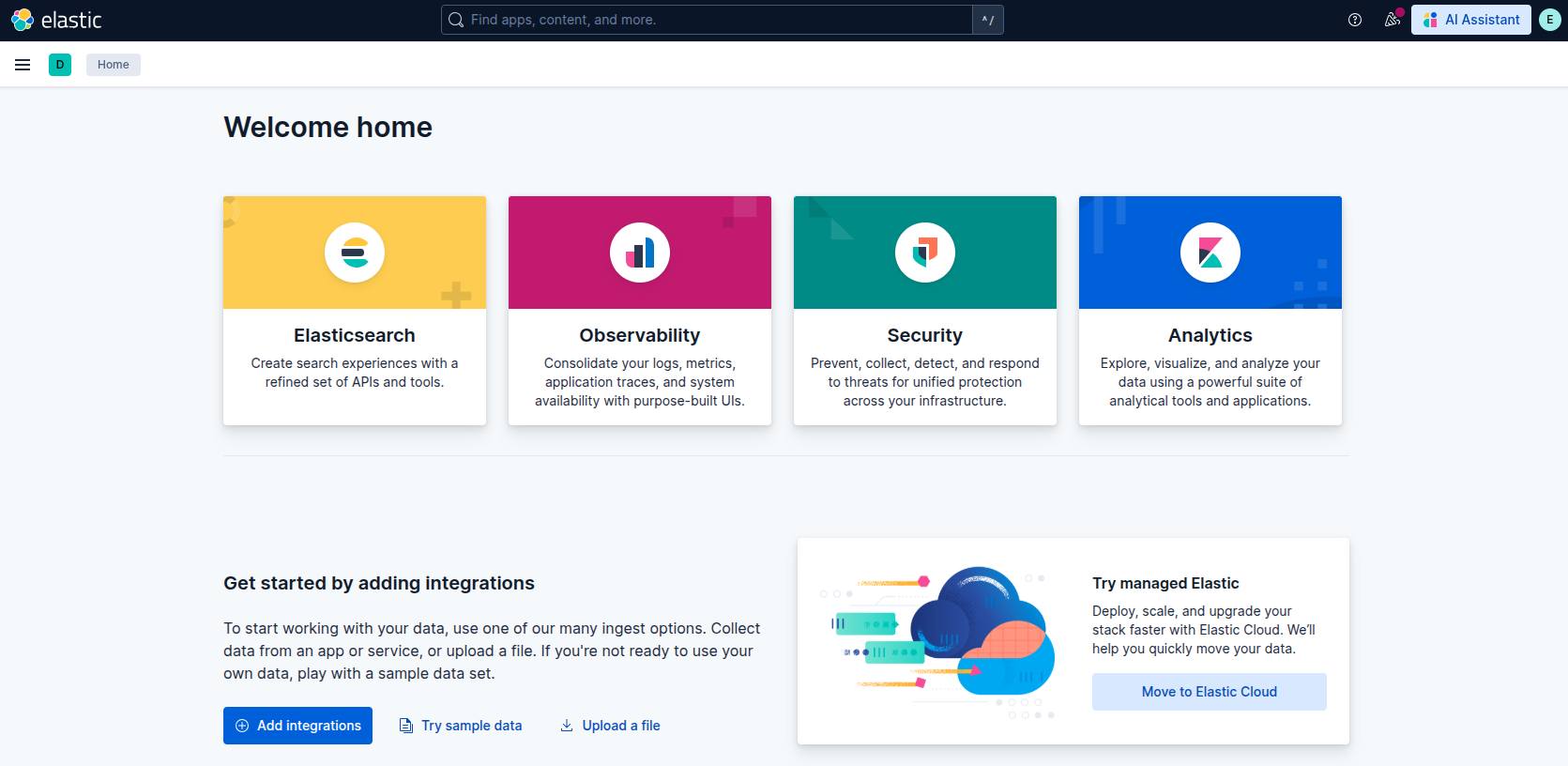Elastic Welcome Page Elastic Welcome Page